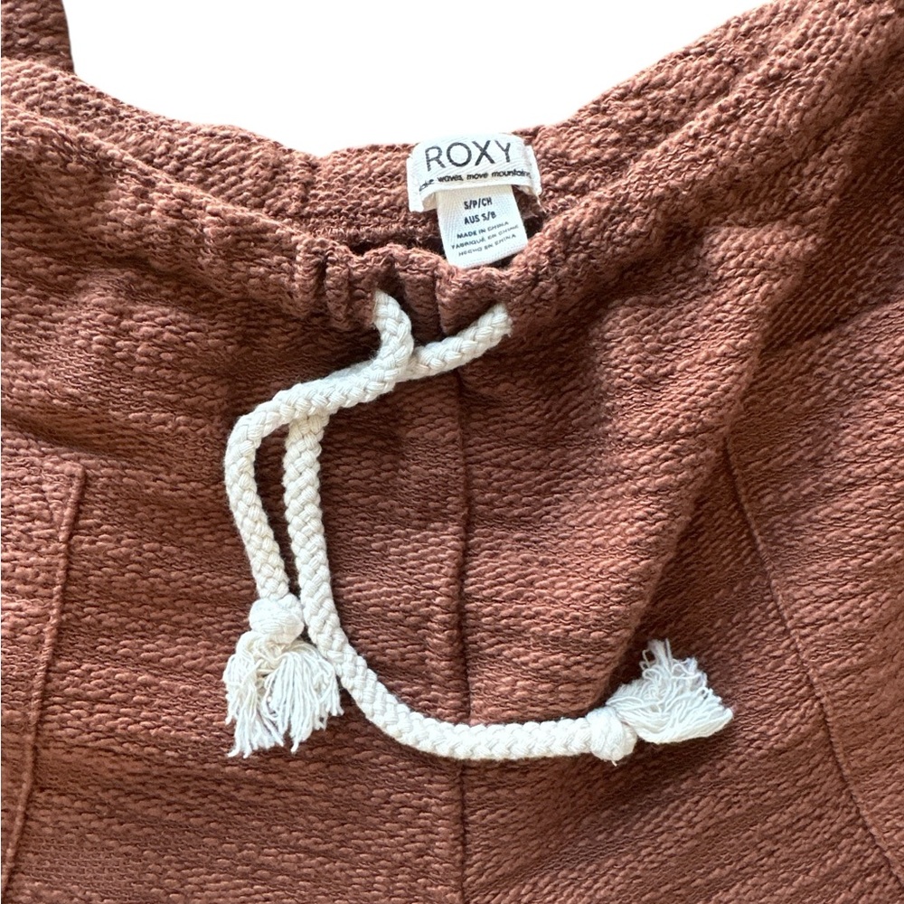 Roxy Textured Brown Pants with White Drawstring - Picture 5 of 5